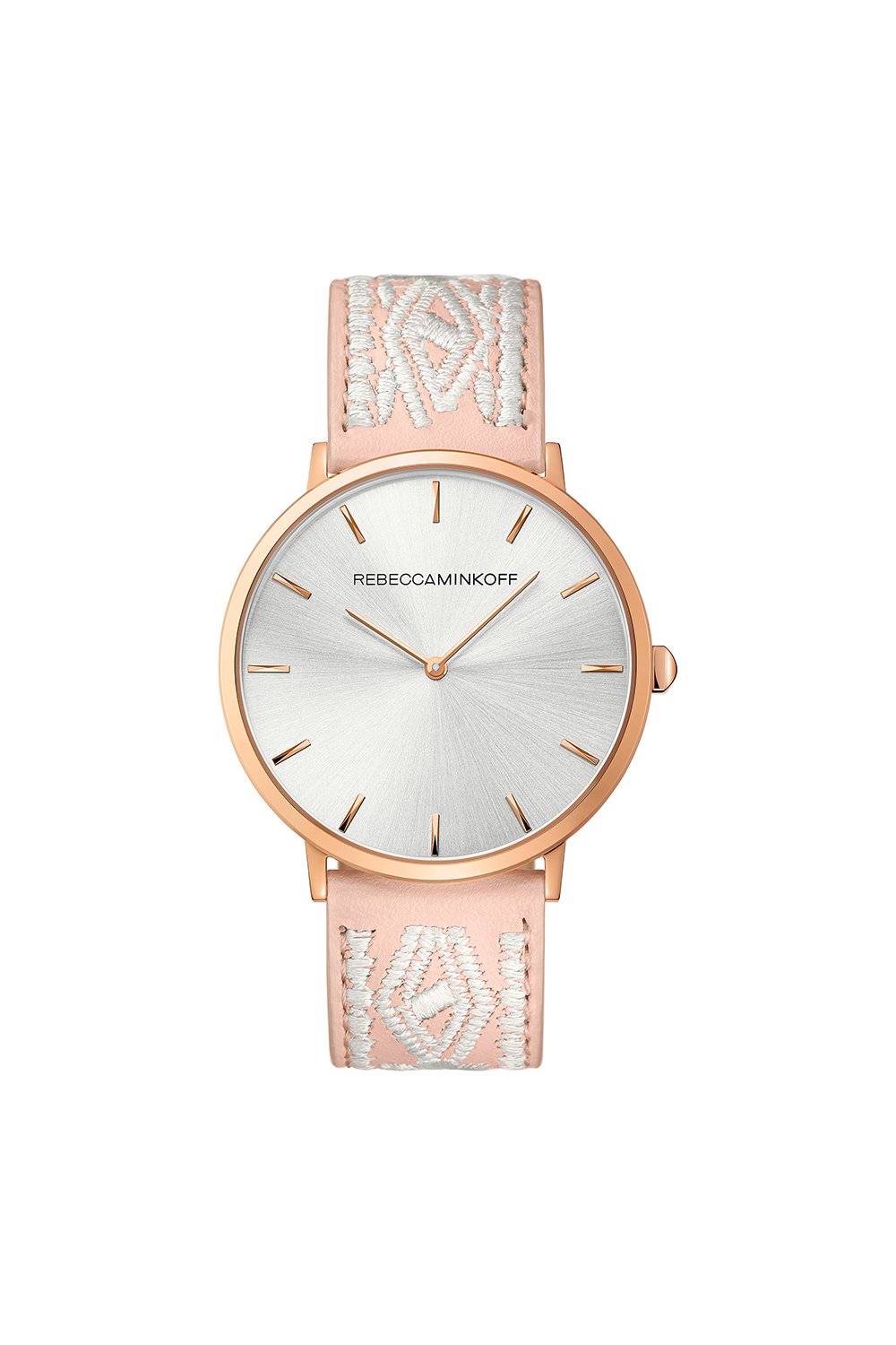 Major Rose Gold Tone Stitched Leather Watch, 40MM