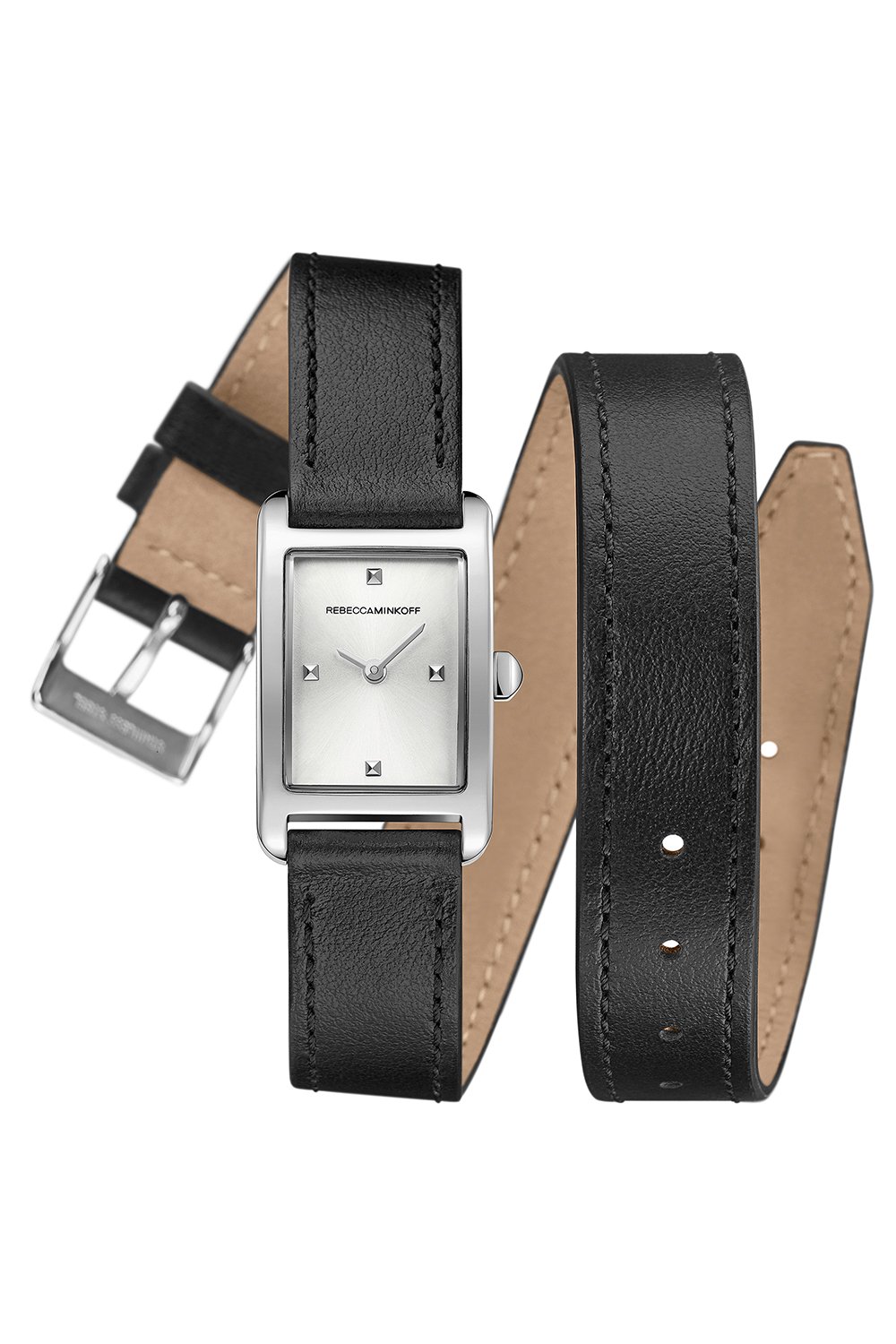 Moment Silver Tone Leather Wrap Watch, 19MM X 30MM