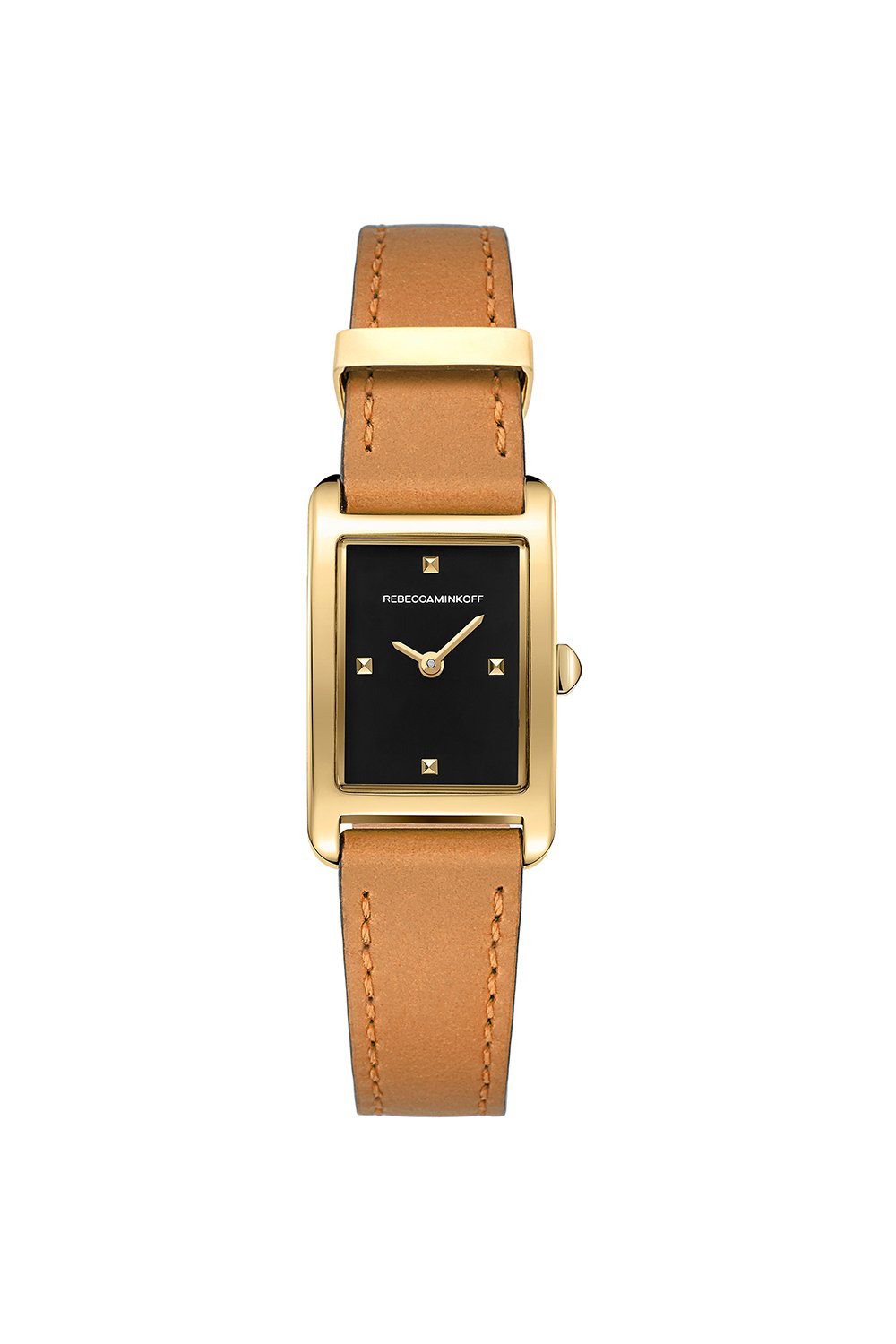 Moment Gold Tone Almond Leather Strap Watch, 19MMx30MM