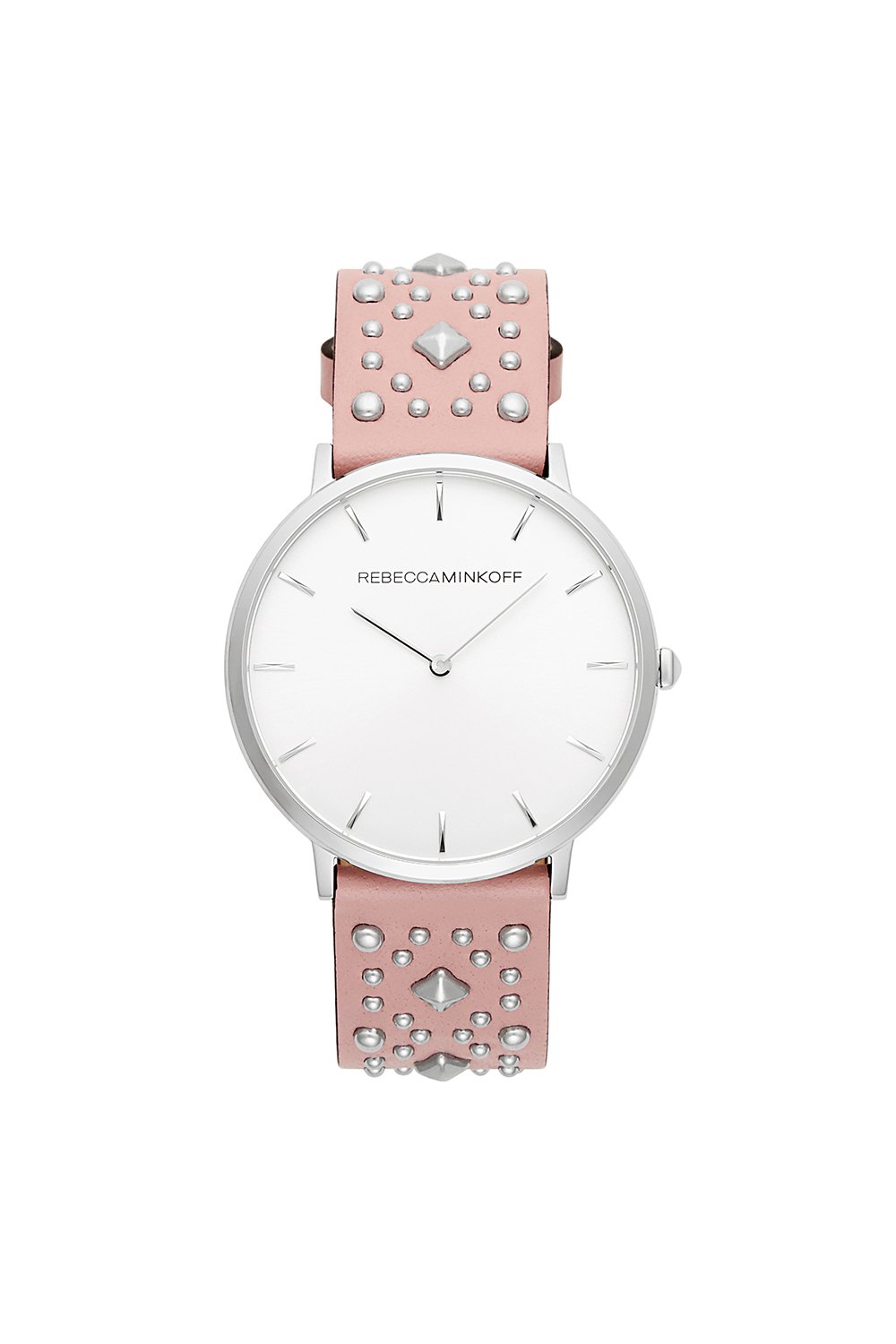 Major Silver Tone Pink Studded Strap Watch, 40MM