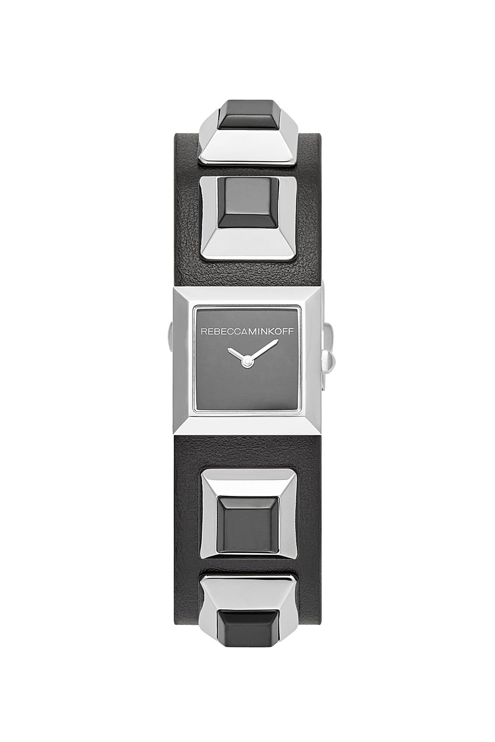 Jett Silver Tone Black Strap Watch, 22x22MM