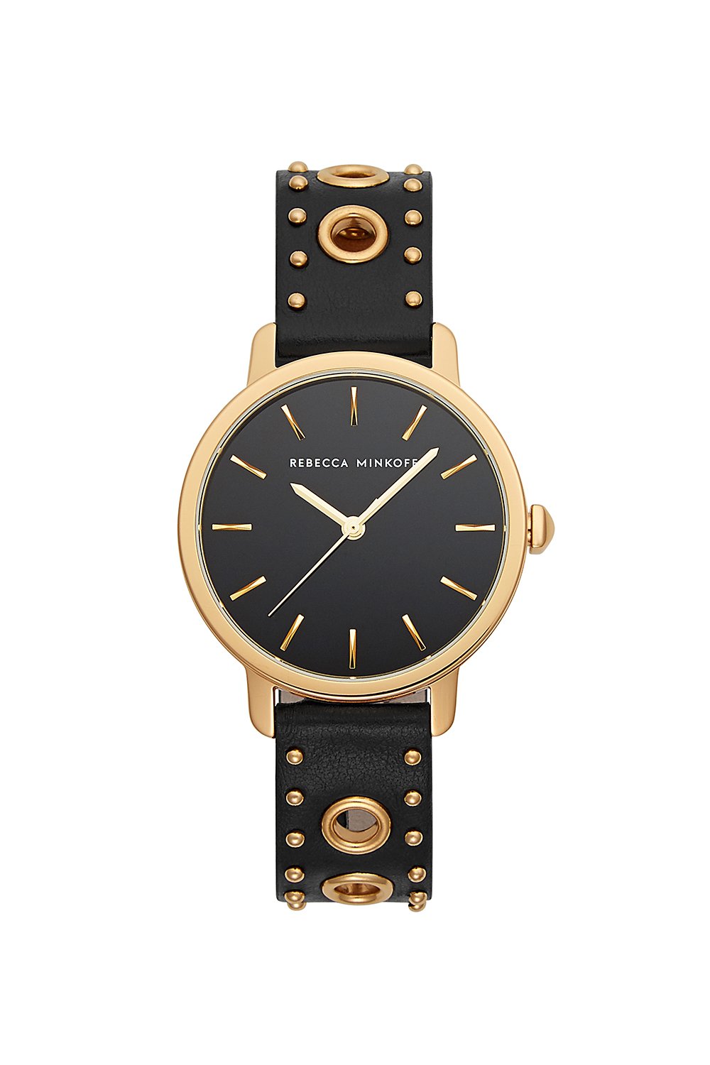 BFFL Gold Tone Black Leather Strap Watch, 36MM