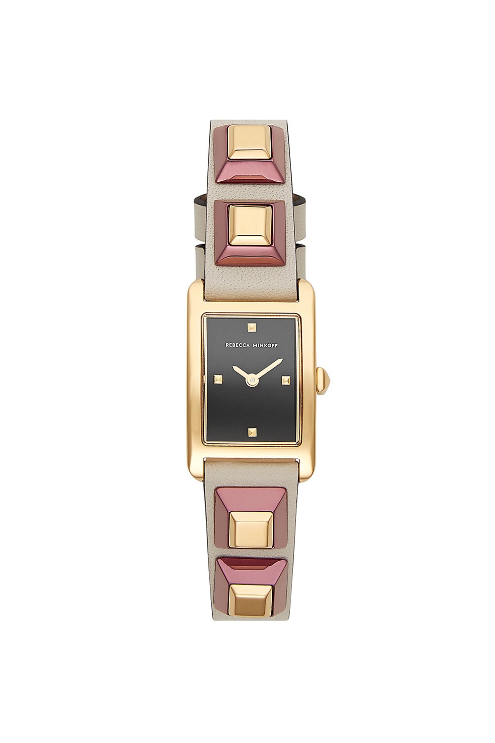 Moment Gold Tone Putty Leather Strap Watch, 19x30MM