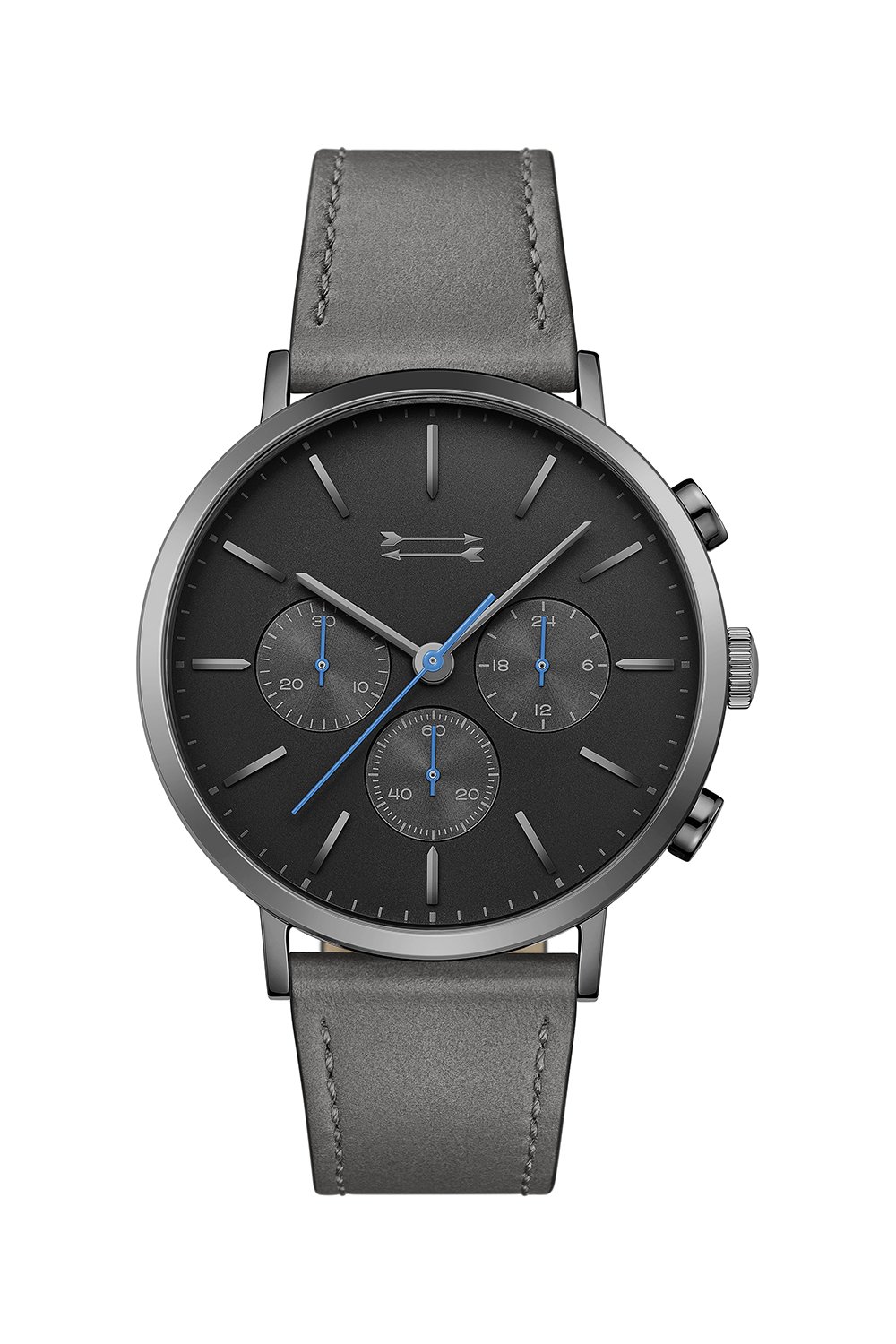 Griffith Gunmetal Tone Leather Watch, 43MM