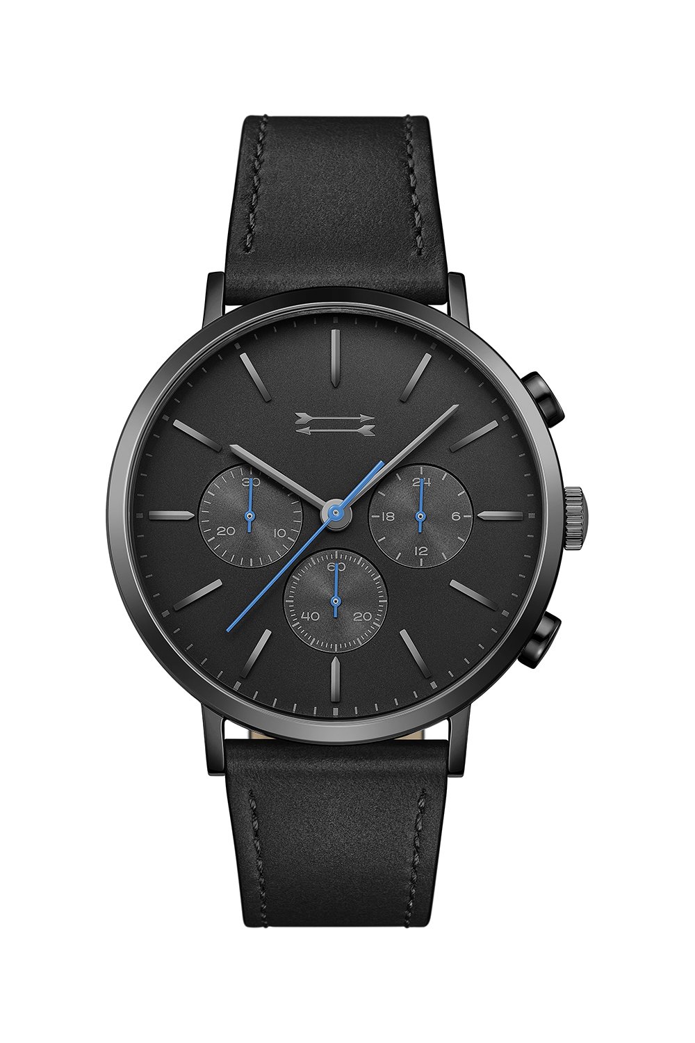 Griffith Black Tone Leather Watch, 43MM