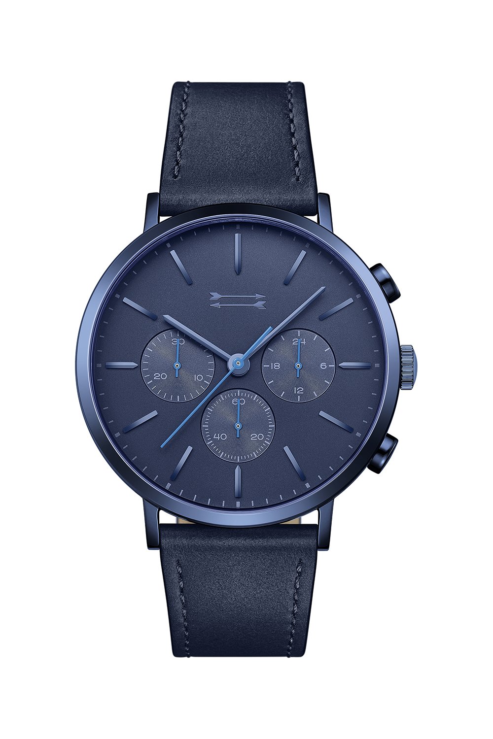 Griffith Blue Tone Leather Watch, 43MM