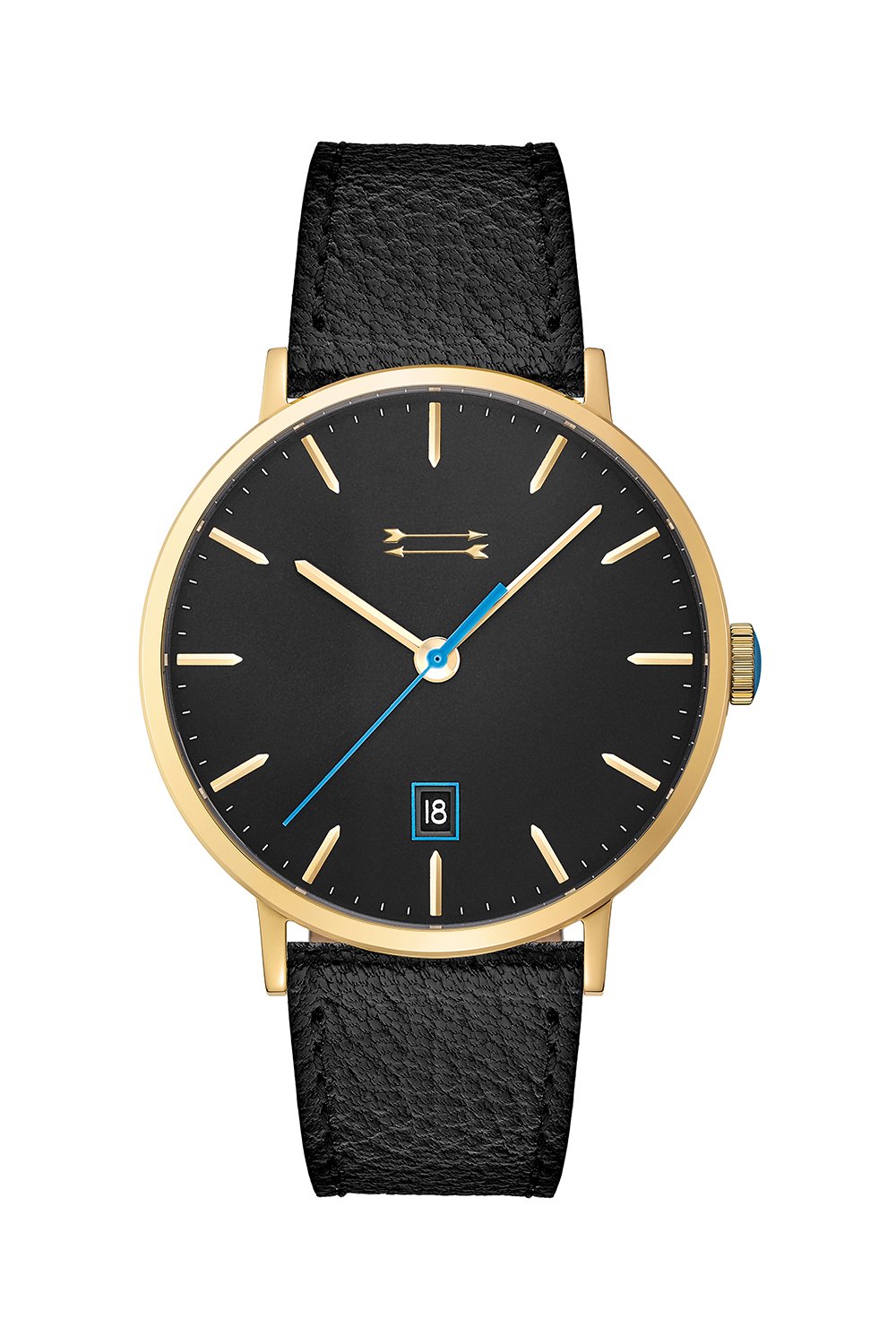 Norrebro Gold Tone Black Leather Strap Watch, 40MM