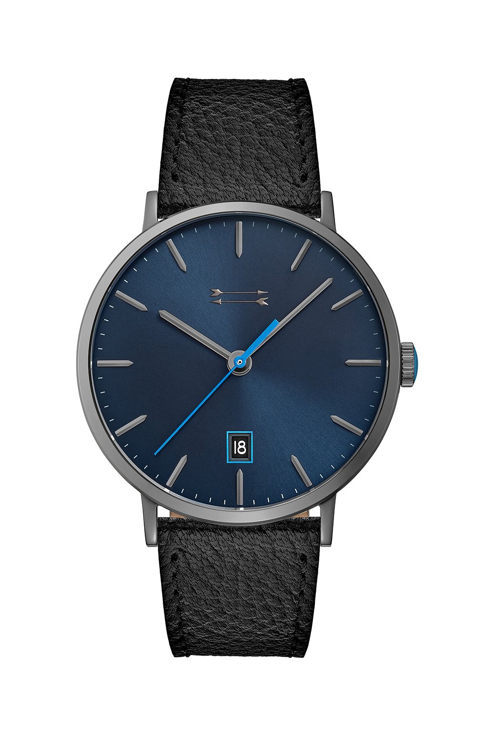 Norrebro Grey Tone Black Leather Strap Watch, 40MM
