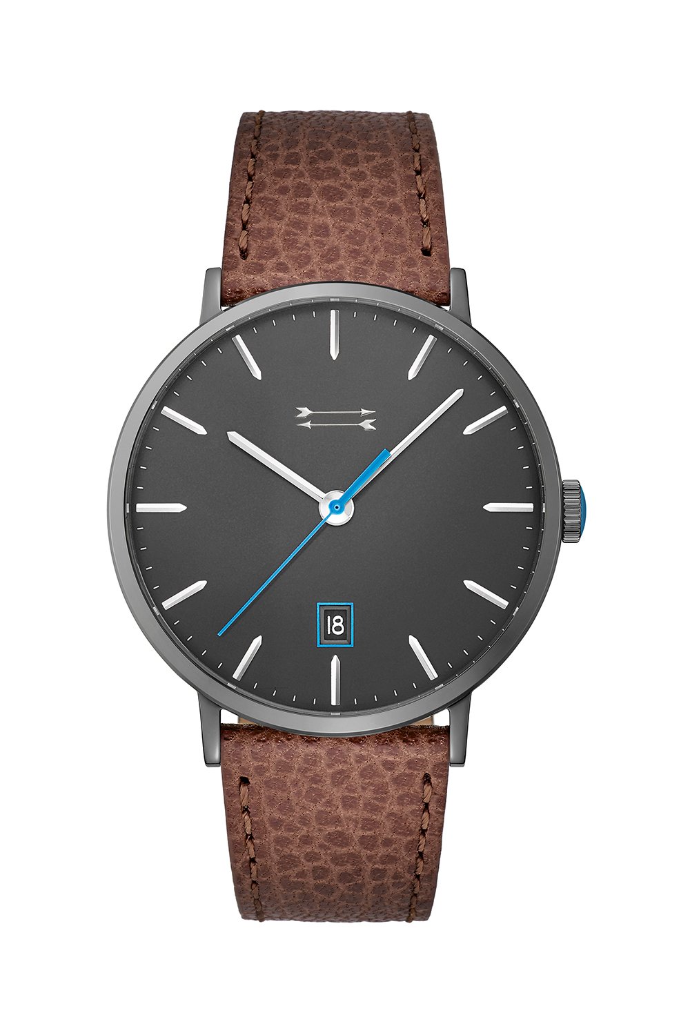 Norrebro Grey Tone Brown Leather Strap Watch, 40MM