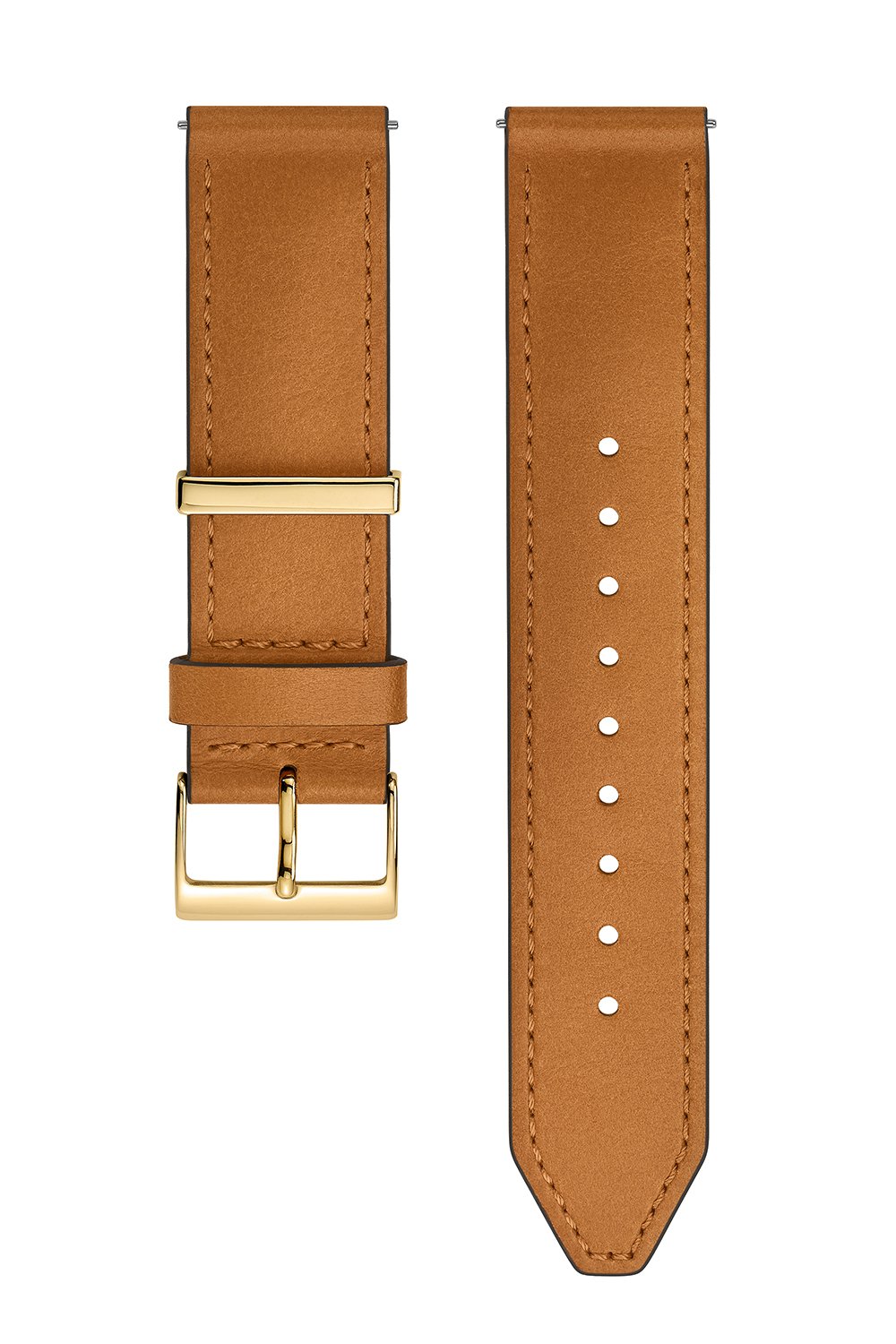 Gold Tone Leather Strap, 20MM