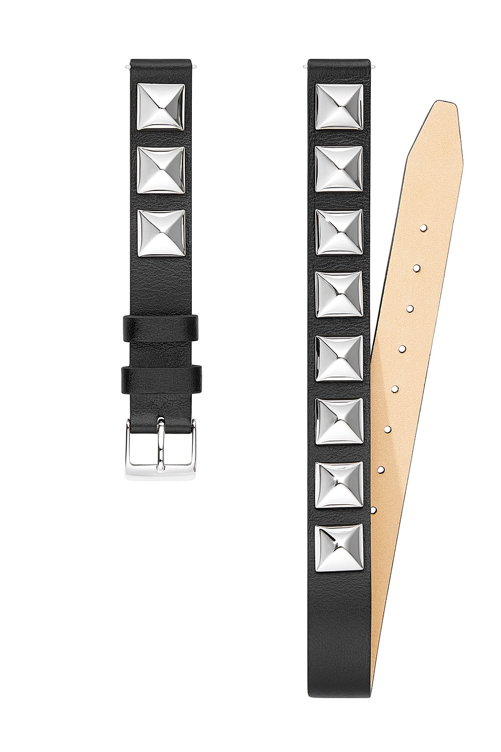 Silver Tone Studded Wrap Leather Strap, 14MM