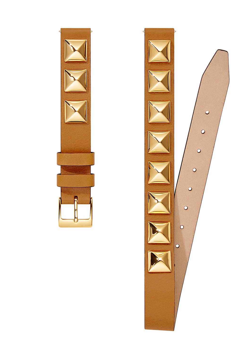 Gold Tone Studded Wrap Leather Strap, 14MM
