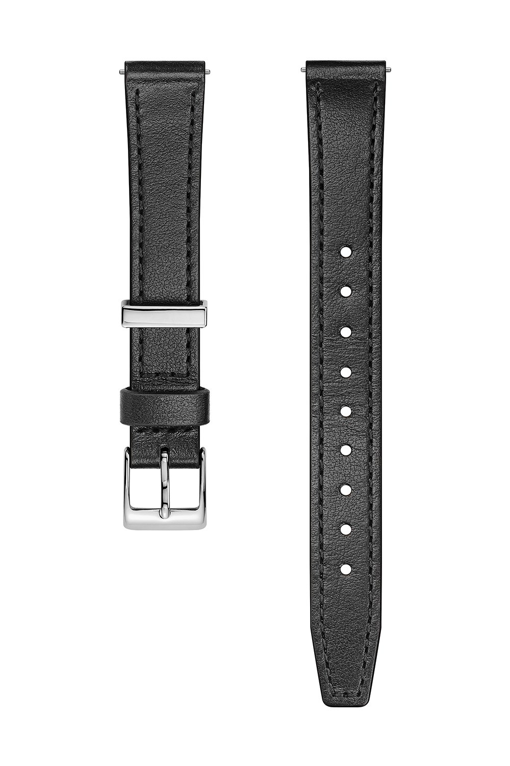 Silver Tone Leather Strap, 14MM