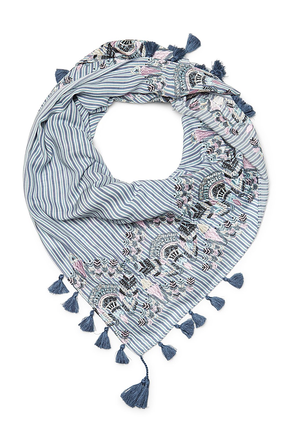 Evil Eye Embroidered Square Scarf