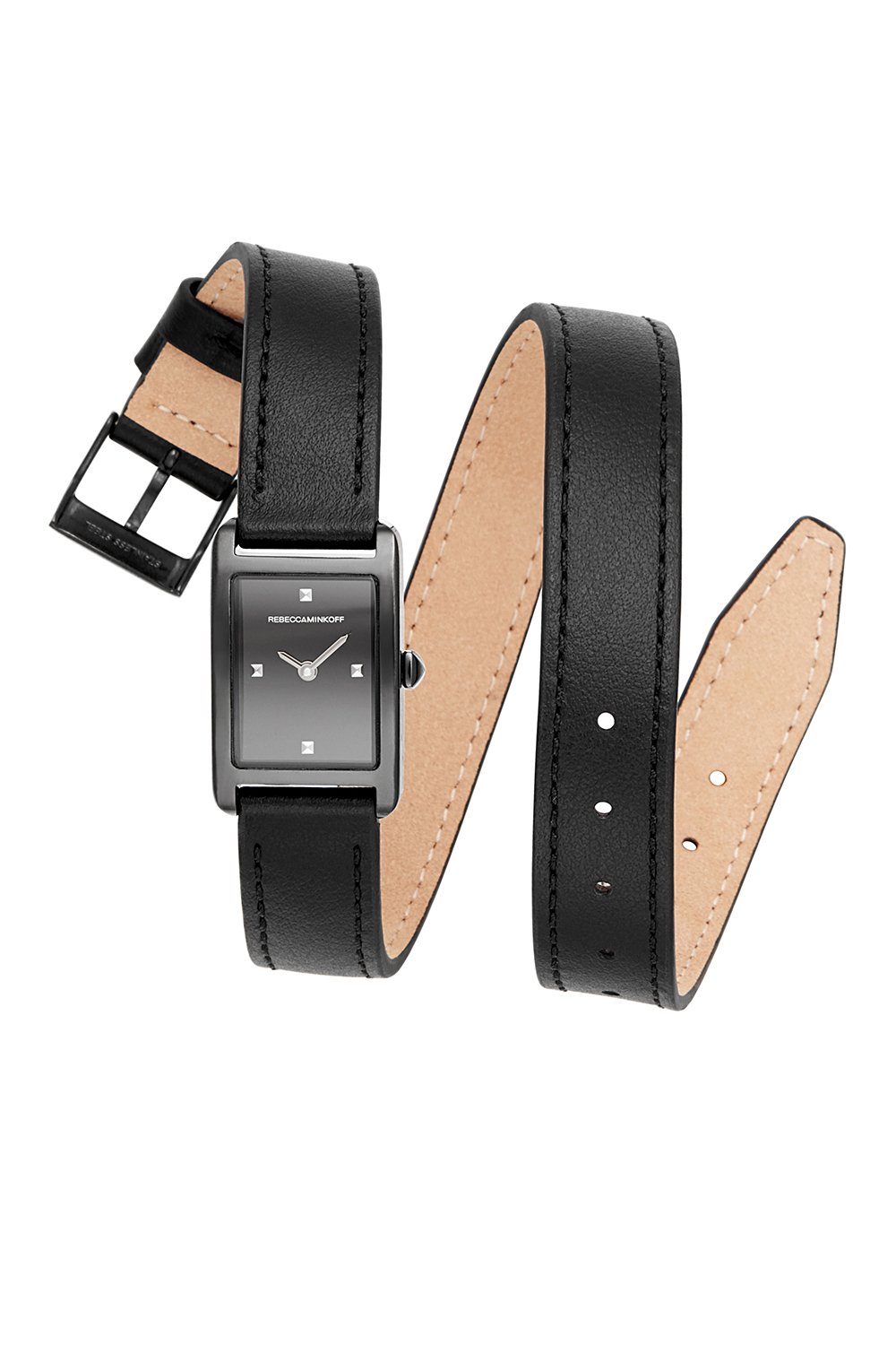 Moment Black Ion Plated Tone Leather Watch, 19x30MM
